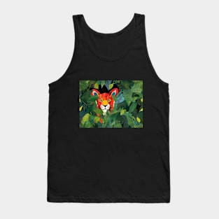 Cute Orange Tiger Peeking Out From Green Jungle Grass Tank Top